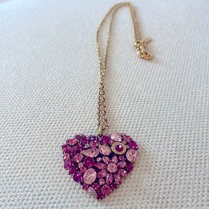 Coach pink stone heart pendant